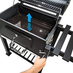 tectake Barbacoa de Carbón Vegetal, Parrilla de Mantenimiento de Calor, Estante Lateral Plegable, Termómetro Integrado, 2 Ruedas Grandes, Cajón de Cenizas, Negro