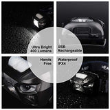 APUNOL - 2 Unidades Linterna Frontal LED USB Recargable