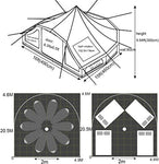 UNISTRENGH Impermeable 4 estaciones lona de algodón campana tienda Glamping yurte con estufa Jack agujero para 6-8 personas adultos camping caza senderismo, beige, L