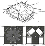 UNISTRENGH Impermeable 4 estaciones lona de algodón campana tienda Glamping yurte con estufa Jack agujero para 6-8 personas adultos camping caza senderismo, beige, L