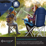 KESSER® Silla de Camping Plegable hasta 150 kg, Silla Plegable Acolchada con reposabrazos y Soporte para Bebidas + Bolsillo con Respaldo Alto, Silla de Playa, Taburete Plegable