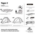Naturehike Taga - Tienda de campaña ligera para 2 personas