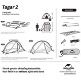 Naturehike Taga - Tienda de campaña ligera para 2 personas
