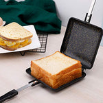 TXYFYP Doble Parrilla, Antiadherente Conectar Sartenes Nuevo Camping Sandwich Tostadora Parrilla para para Hogar Cooks Tostadas, Desayuno Interior y Exterior - Negro, 34.5x15x3 cm