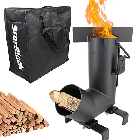 StarBlue - Estufa Rocket para Acampadas con Bolsa De Transporte, Funcionamiento con Leña, Portátil, Cámara De Combustible Grande, Ideal para Cocinar Al Aire Libre, Pícnics, Barbacoas, Caza Y Pesca