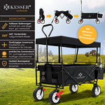 KESSER® Carro de Mano Plegable con Techo Carro de Mano para el Transporte de Equipos | Incluye 2 Bolsillos de Malla y un Bolsillo Exterior | Neumáticos de Goma Maciza | 100 kg Capacidad