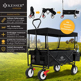 KESSER® Carro de Mano Plegable con Techo Carro de Mano para el Transporte de Equipos | Incluye 2 Bolsillos de Malla y un Bolsillo Exterior | Neumáticos de Goma Maciza | 100 kg Capacidad