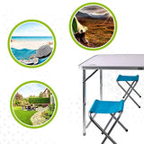 Aktive Mesa maletín regulable en altura con 4 taburetes para camping