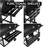 Five - Star Grill & Chill Barbacoa Carbon - para Jardín Exterior BBQ con 2 Estante Plegable, parrilla cromada 71×35 cm, GC0002