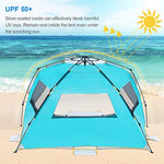 WolfWise Tienda De Playa Bebe 3-4 Personas Carpa de Refugio de Sol Carpa de Sombra para Playa Tienda Campaña con Anti-UV 50 Protección Solar para Al Aire Libre Vacaciones en la Playa