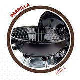 Aktive 52971 - Barbacoa carbón portátil redonda Ø46x89 cm, Con tapa y rejilla de ventilación, Doble parrilla con rejilla de ventilación, 2 ruedas incorporadas para fácil transporte