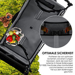 KESSER® Carro plegable GT9000 con techo de mano, incluye sistema de cinturón de 3 puntos, plegable, neumáticos de goma sólida, hasta 80 kg, freno delantero y trasero + bolsa de transporte negro/gris