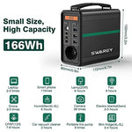 Generador de Energía Solar SWAREY, Generador Solar Portátil 166Wh Salidas AC/DC/USB/Tipo-C Estación de Energía con Batería de Litio