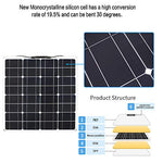 Placa Solar 12V y 50W monocristalino para batería de automóvil, camper, camper, barco, baterías de 12V (50)