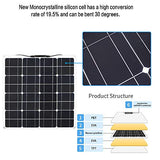 Placa Solar 12V y 50W monocristalino para batería de automóvil, camper, camper, barco, baterías de 12V (50)