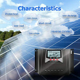 Controlador Solar de Carga de 60A 12V/24V/36V/48V Voltaje de Identificación Automática Regulador Inteligente con Pantalla LCD para Sistemas Solares Domésticos