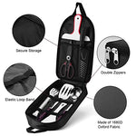 Odoland Juego de Cocina para Acampar, Utensilios de Cocina con Pinzas Cocina, Tijeras, Cuchillo, Cucharón de Arroz, Espátula Perforada, Cuchara de Sopa, Tabla de Cortar, Negro
