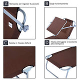 Outsunny Tumbona Hamaca Plegable con Parasol Inclinable Playa Piscina 187x58x27 cm Acero Marrón