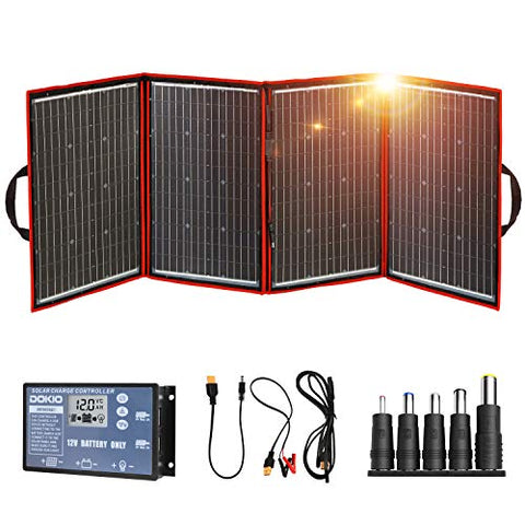 Kit de Placa Solar de 200w 18v Portátil Plegable Monocristalino (Alta Eficiencia) Para Cargar 12v BateríAs De Coche Gel AGM ácido Bomba Autocaravanas Caravanas