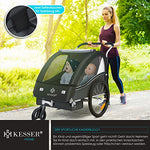 KESSER® Remolque Infantil para Bicicleta Sport-RX 2 en 1, función de Jogger, Remolque de Bicicleta Infantil + cinturón de Seguridad de 5 Puntos, 360 Rueda Delantera para Correr y Bicicleta