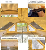 UNISTRENGH Impermeable 4 estaciones lona de algodón campana tienda Glamping yurte con estufa Jack agujero para 6-8 personas adultos camping caza senderismo, beige, L