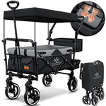 Kesser® Carro de Mano Plegable Modelo GTS-9100 con Techo, Carro de Transporte Plegable con 2 Sistemas de Cinturones de 3 Puntos, neumáticos de Goma Maciza de 360Ḟ (Schwarz/Grau)