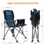 XGEAR Silla Plegable de Camping portátil con Brazo Duro con Soporte para Tazas y Bolsa de Almacenamiento para Exteriores, Pesca, Festival, Picnic (Azul)