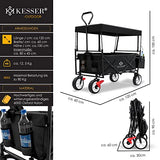 KESSER® Carro de Mano Plegable con Techo Carro de Mano para el Transporte de Equipos | Incluye 2 Bolsillos de Malla y un Bolsillo Exterior | Neumáticos de Goma Maciza | 100 kg Capacidad