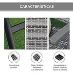 Outsunny Tumbona de Jardín de Ratán 192x74x55 cm con Respaldo Reclinable en 7 Posiciones Reposabrazos y Ruedas Marco de Aluminio para Patio Terraza Balcón Gris