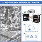 COSTWAY Mesa de Camping Plegable con Organizado Cocina de Camping Armario de Tela y Marco de Aluminio para Fiesta Picnic Exterior