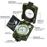 Brújula Militar Impermeable Profesional, Proster Brújula Metal para Apuntar Clinómetro de con Bolsa de Transporte para Camping, Caza, Senderismo, Geología y Otras Actividades al Aire Libre