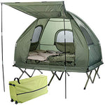 Semptec Urban Survival Technology Cama de Camping: Tienda Doble 4en1, Cama de Campamento, 2 Sacos de Dormir de Invierno, Colchón, Proteccion Solar (Cama de Campamento con Tienda)