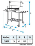 IMEX EL ZORRO 71505 - Barbacoa con ruedas elevador y parrilla inox, 135 x 75 x 42 cm, color negro