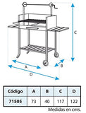 IMEX EL ZORRO 71505 - Barbacoa con ruedas elevador y parrilla inox, 135 x 75 x 42 cm, color negro