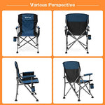 XGEAR Silla Plegable de Camping portátil con Brazo Duro con Soporte para Tazas y Bolsa de Almacenamiento para Exteriores, Pesca, Festival, Picnic (Azul)