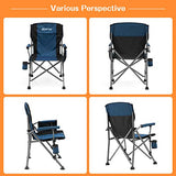 XGEAR Silla Plegable de Camping portátil con Brazo Duro con Soporte para Tazas y Bolsa de Almacenamiento para Exteriores, Pesca, Festival, Picnic (Azul)