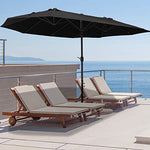 Outsunny Sombrilla Doble Parasol Grande 4.6x2.7m Sombrilla Jardín Patio con Manivela Manual Resistente al Agua y Protección Solar UV para Terraza Playa Piscina Negro
