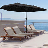 Outsunny Sombrilla Doble Parasol Grande 4.6x2.7m Sombrilla Jardín Patio con Manivela Manual Resistente al Agua y Protección Solar UV para Terraza Playa Piscina Negro