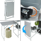 tectake 800747 Cocina de Camping, Aluminio, Plegable para Exteriores, Patas Ajustables, Compartimentos, Negro, Incl. Bolsa de Transporte - Varios Modelos (Tipo 1 | No. 403344)