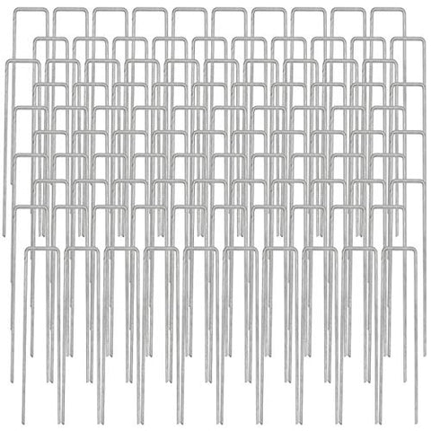 AMANKA - Set de 100 Estacas en Forma de U (Acero galvanizado) 150x30mm Metal Ø3,2mm