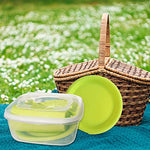 Vajilla Camping 4 Personas -Picnic Set - Vajilla Camping con Cubiertos Camping - Camping Accesorios 4 Personas - Platos y Cubiertos Camping - Vajilla para Camping (Verde)