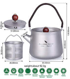 Boundless Voyage Hervidor de Titanio con Filtro Agua para Acampar Tetera de Titanio Juego de cafetera Cafetera Hervidor de Agua para Senderismo Uso Diario Ti15101B