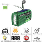 DEGEN DE13 FM AM SW Crank Dynamo Solar Power Emergency Radio A0798A World Receiver(Green)