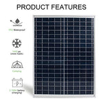 Placa Solar de 25W 12V, portátil para carga de batería de 12V