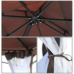 Outsunny Carpa Jardín o Terraza Color Café de 3x3m Cenador con Mosquitera Pabellón Gazebo con Techo con Ventilación