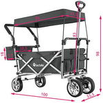 tectake 800800 Carrito de Mano Plegable, Carro de Transporte para Jardín, Carro de Carga para Excursiones (Gris)