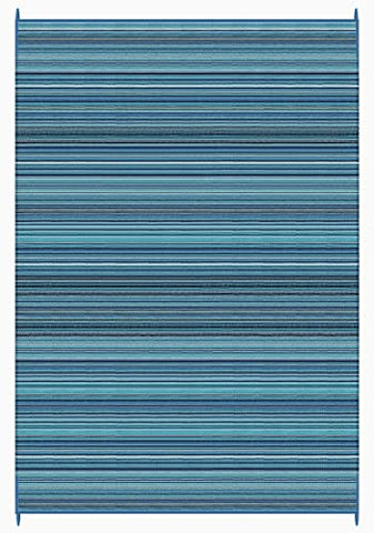 FH Home - Alfombra de Suelo de plástico Reciclado para Interiores y Exteriores, Ideal para la Playa, Camping, Viajes de Camping, picnics - Ligera - Plegable - Havana - Turquoise (270 cm x 360 cm)