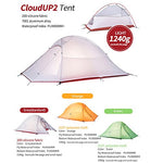 Naturehike Cloud-up 2 Tienda de Campaña Ultraligera para 2 Personas - Tienda Impermeable de Doble Capa para Trekking, 4 Estaciones(Naranja)