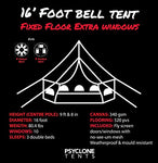 Psyclone - Tienda de campaña de suelo fijo con 10 ventanas de 5 m para todo tipo de clima, para 8 a 10 personas, de algodón, gran campana para la familia, camping, senderismo, festivales