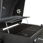 tectake Barbacoa de Carbón Vegetal, Parrilla de Mantenimiento de Calor, Estante Lateral Plegable, Termómetro Integrado, 2 Ruedas Grandes, Cajón de Cenizas, Negro